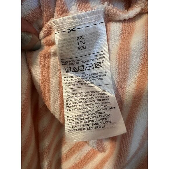 Old Navy Light Pink White Striped Terry Cloth Sweatshirt Size XXL - Picture 4 of 5